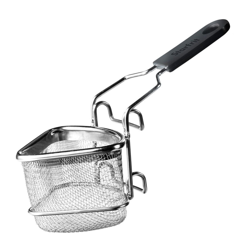 Starfrit Stainless Steel 2-Way Draining Fondue Cooking Basket with Heat-Resistant Handle, 3.7-in E5