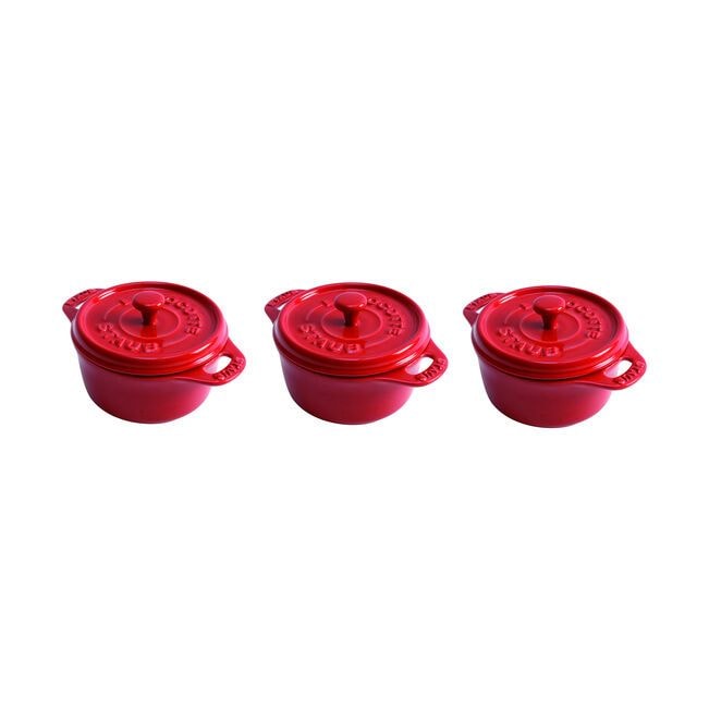Staub 3 piece Cocotte Set Cherry N0