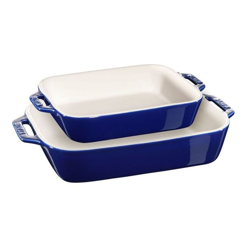 Staub Nestable Dark Blue Non-Stick Ceramic Rectangular Baking Dish Set, 2-pc H0