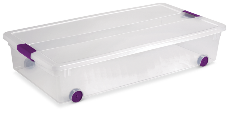 Sterilite ClearView Latch Wheeled Underbed Storage Box, 57-L Q4