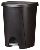 Sterilite Plastic D-Shaped Step Garbage Can, Black, 25-L