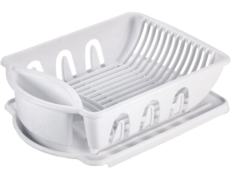 Sterilite Plastic Nesting Dish/Cutlery Drying Rack & Drainboard Tray For Kitchen, White I9