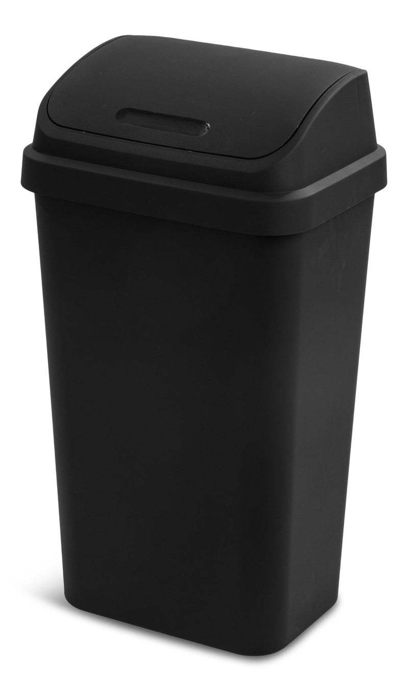 Sterilite Plastic Rectangular Swing Lid Garbage Can, Black, 49-L R6
