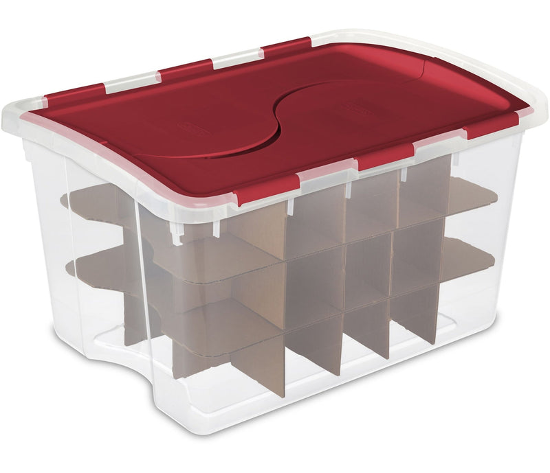 Sterilite Transparent Ornament Storage Box with Flip-top Lid, 45-L K0