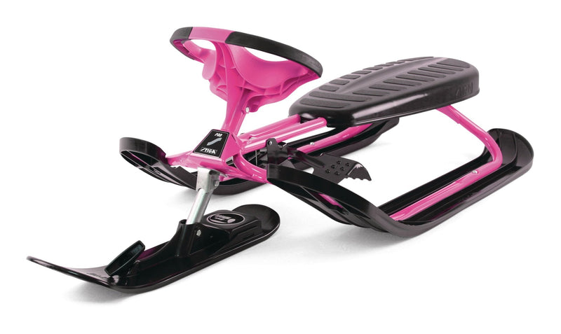 Stiga GT Racer Curve Kids' 1-Person Winter Snow Ski Sled with Steering Wheel & Brakes, Assorted Colours Y1
