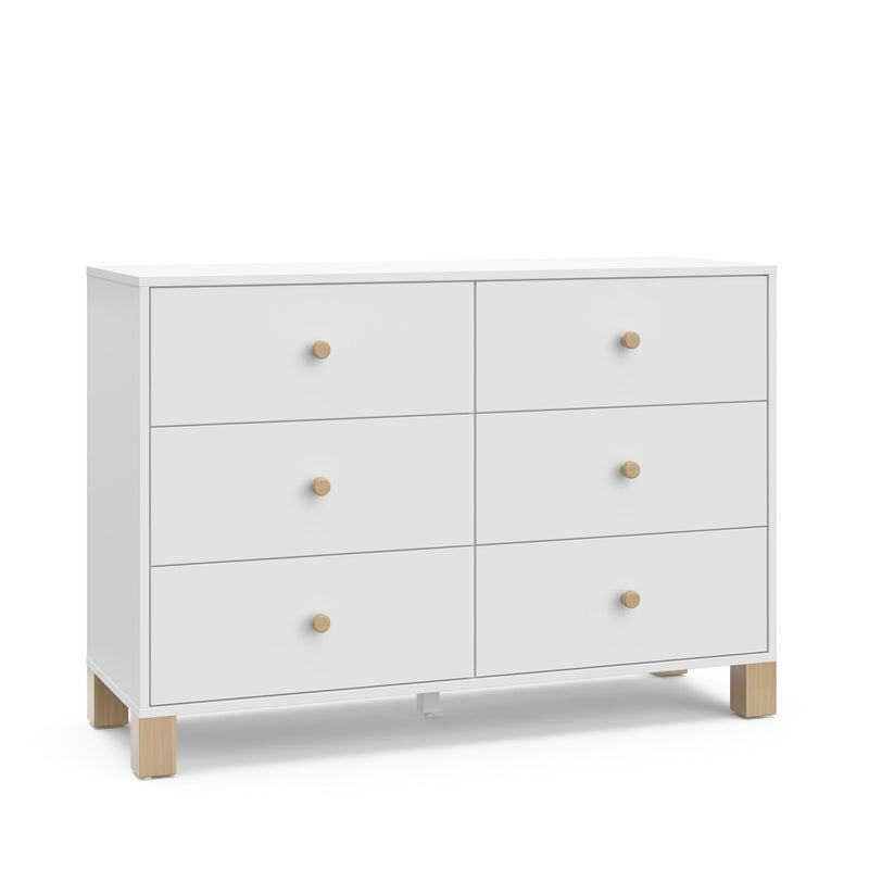 Storkcraft California 6-Drawer White/Driftwood Double Dresser/Chest I4