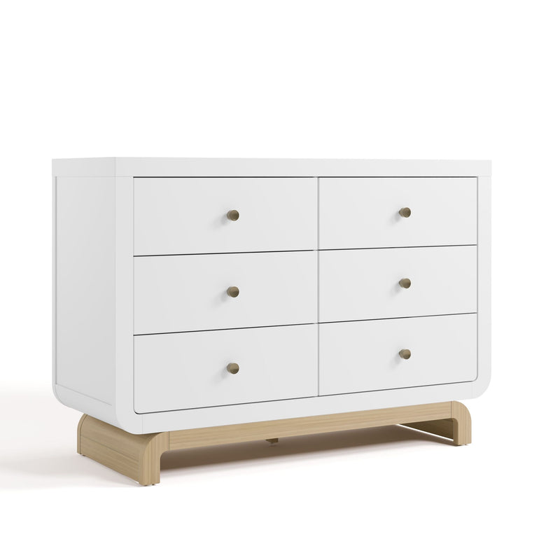 Storkcraft Santorini 6-Drawer White/Driftwood Double Dresser/Chest X8