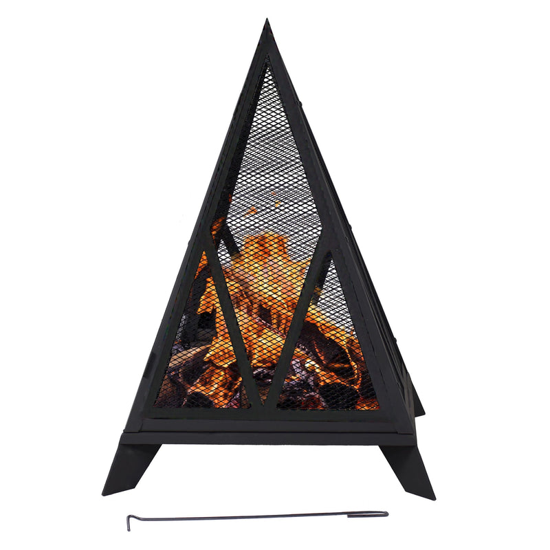 Sunnydaze Decor Majestic Pyramid Steel Fire Pit, Black V9