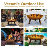 Sunnydaze Decor Rustic Cast Iron Fire Bowl, 30-in