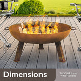 Sunnydaze Decor Rustic Cast Iron Fire Bowl, 30-in