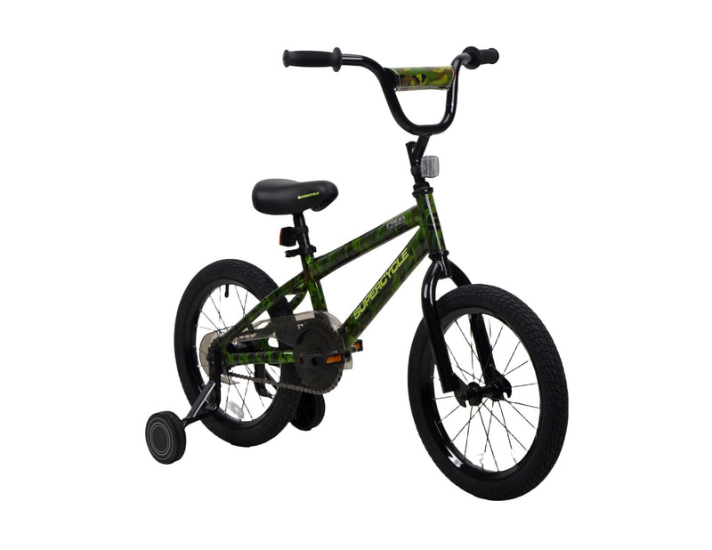 Supercycle Youth Bike with Hi-Ten Steel Frame, 16-in, Camo E5