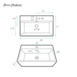 Swiss Madison Claire Rectangle Wall-Mount Bathroom Sink, 24-in