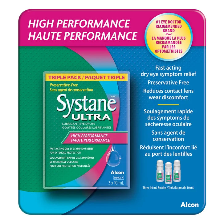Systane Ultra Lubricant Eye Drops, Preservative Free, 3 x 10 mL Bottles E4