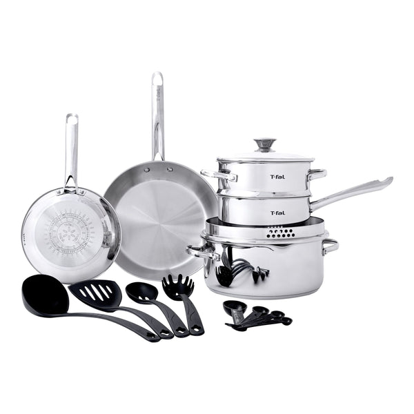 T-Fal Cook and Strain Stainless Steel Cookware Set, 15-pc L4
