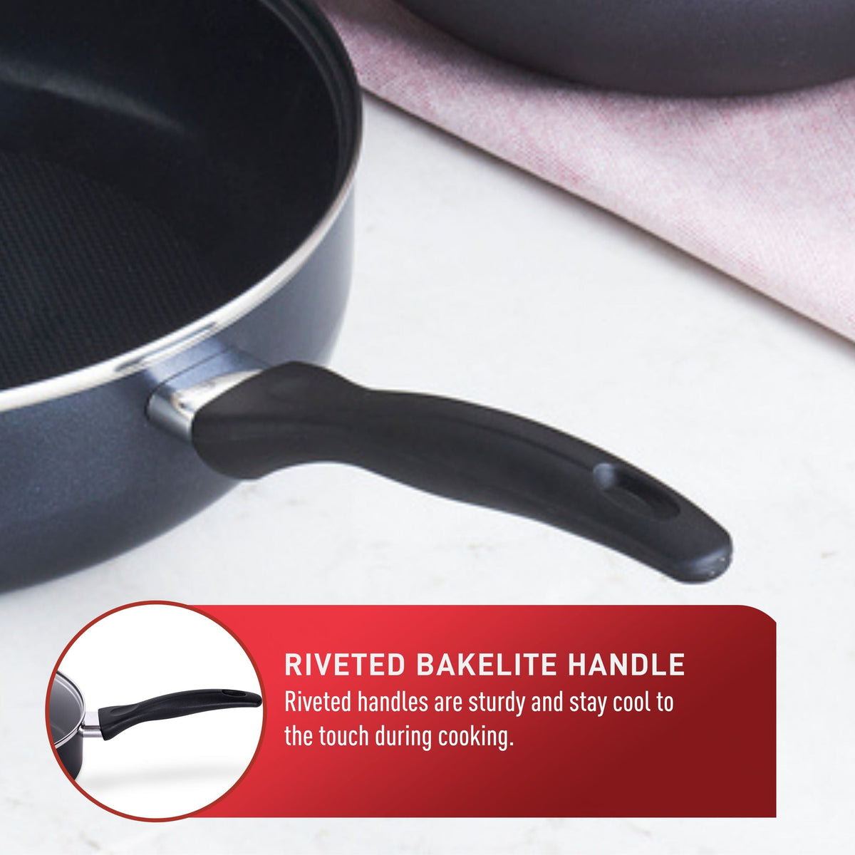T-fal Viva Non-Stick Cookware Set, Black, 9-pc