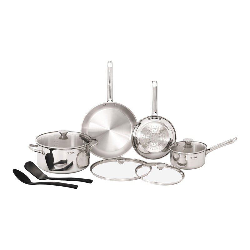 T-Fal Viva Stainless Steel Cookware Set, Dishwasher & Oven Safe, Pots and Pans Set, 10-pc D3