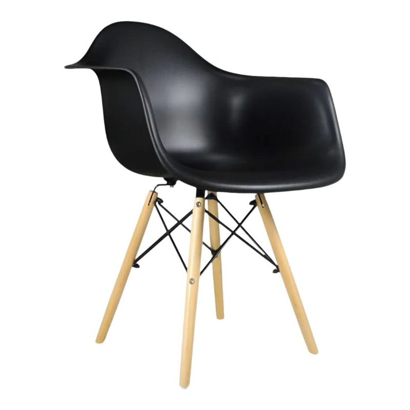 Take Me Home Black Plastic Bucket Armchair with Wood Legs I7