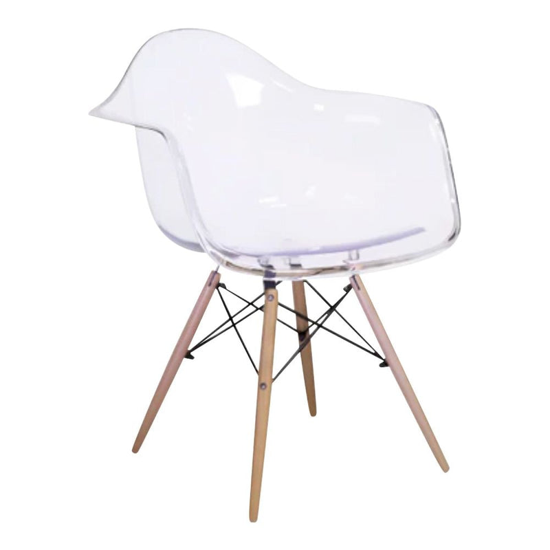 Take Me Home Clear Plastic Bucket Armchair with Wood Legs T8