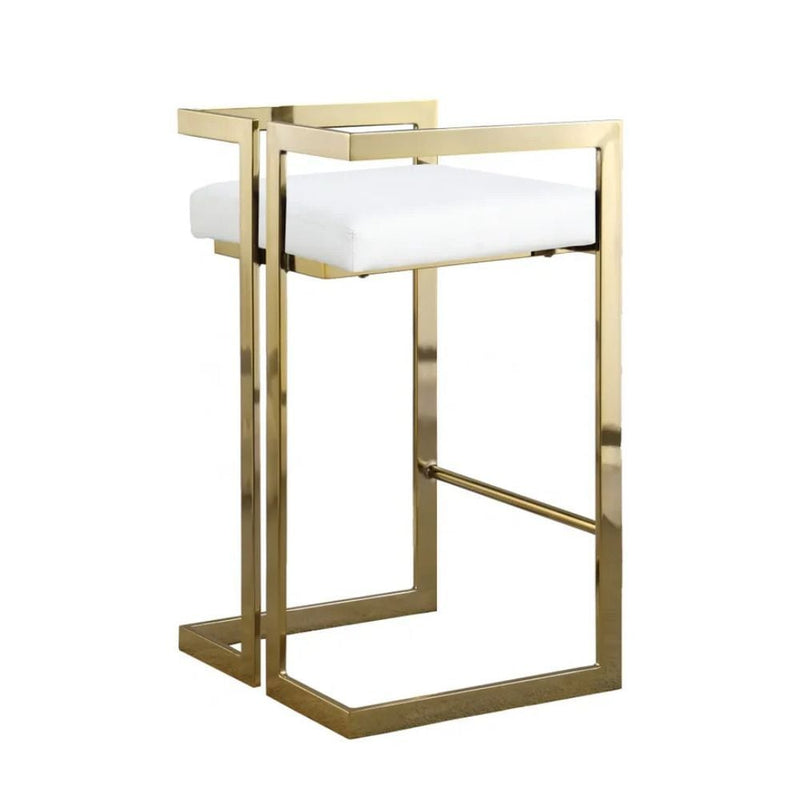Take Me Home White Cushioned Harvey Stool with Gold Frame G9
