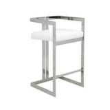 Take Me Home White Cushioned Harvey Stool with Silver Frame
