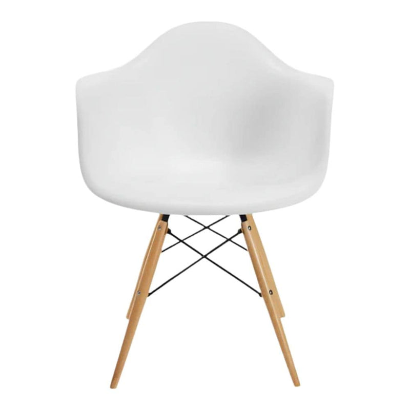 Take Me Home White Plastic Bucket Armchair with Wood Legs W6