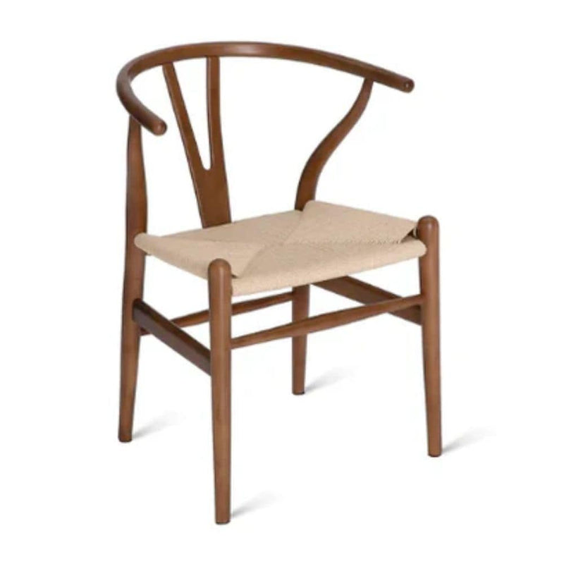 Take Me Home Wishbone Wood Dining Chair with Woven Seat, Walnut O3
