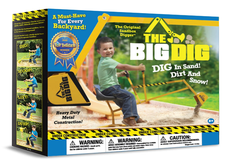 The Big Dig Kids' Ride-On Digger Excavator, Yellow, Ages 3+, for Summer/Backyard Activities D0