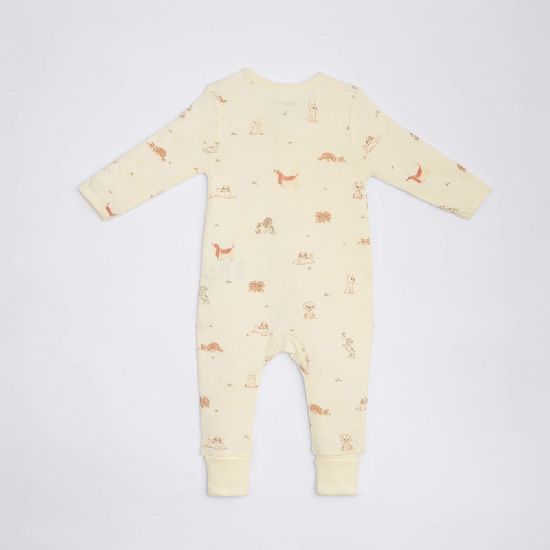 The Elk Baby Dog Print Premium Organic Cotton Play and Grow Rib Foot Zippy, Various Sizes G0