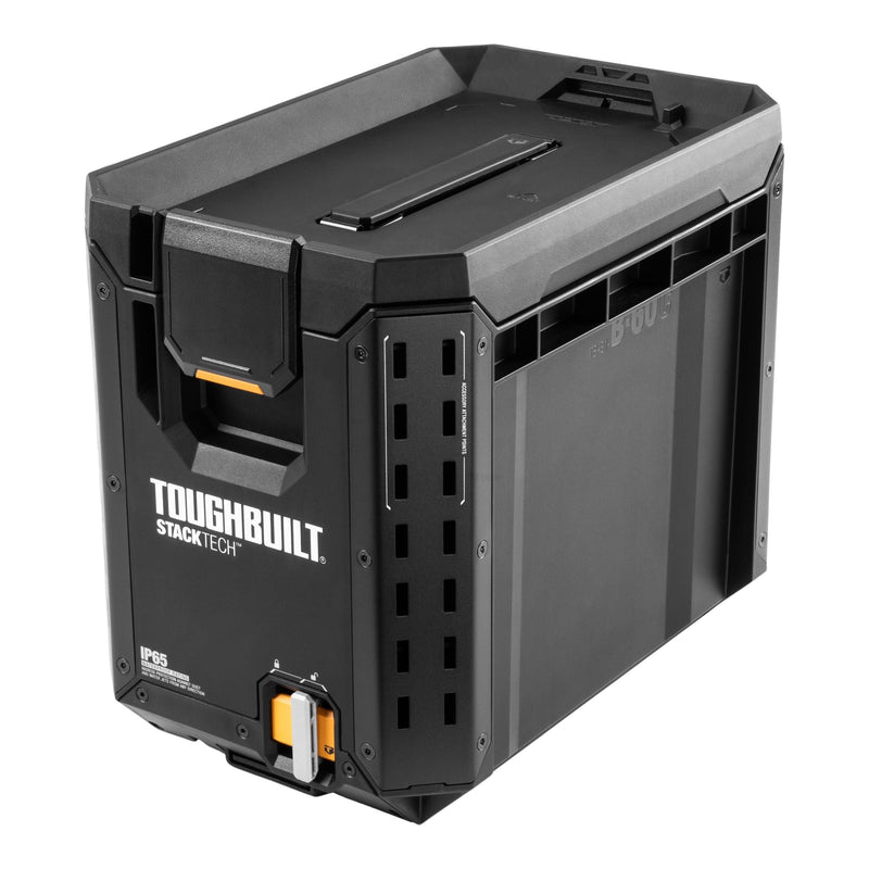 ToughBuilt StackTech Half Portable Modular Plastic/Metal Tool Box with Inner Tray and 5 Dividers, IP65-Rated, Black Z3