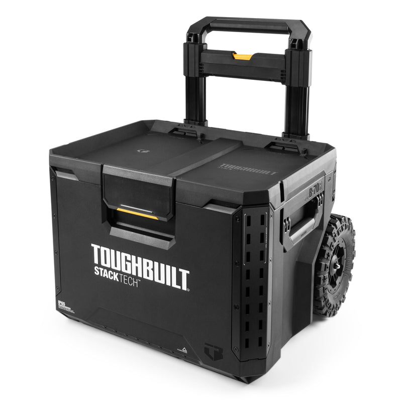 ToughBuilt StackTech Portable Modular Plastic/Metal Rolling Tool Box with Handle and Inner Tray, IP65-Rated, Black B8