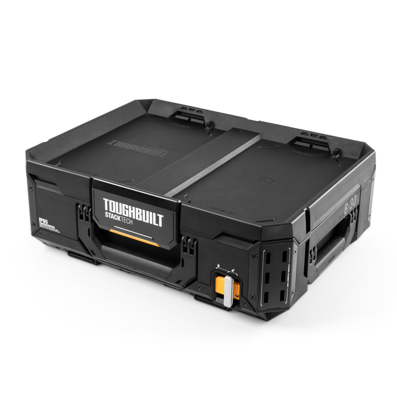 ToughBuilt StackTech Top Portable Modular Plastic/Metal Tool Box with 4 Dividers and 4 Bins, IP65-Rated, Black A1