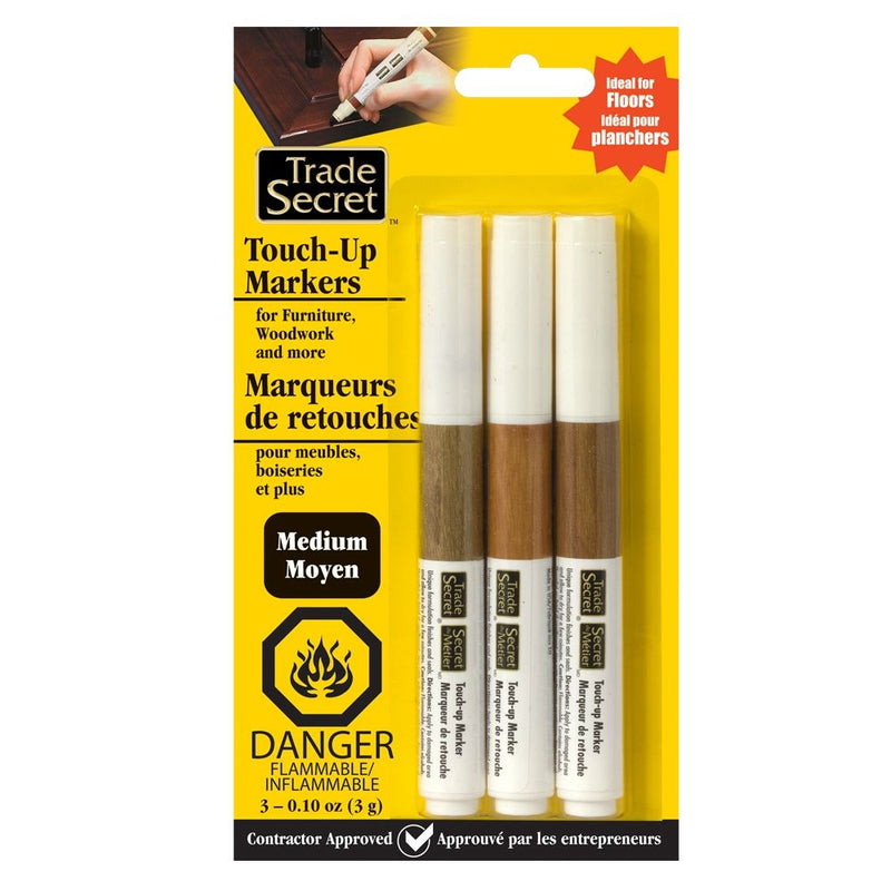 Trade Secret Medium Touch Up Markers for Wood, Medium Brown, 3-pk B2