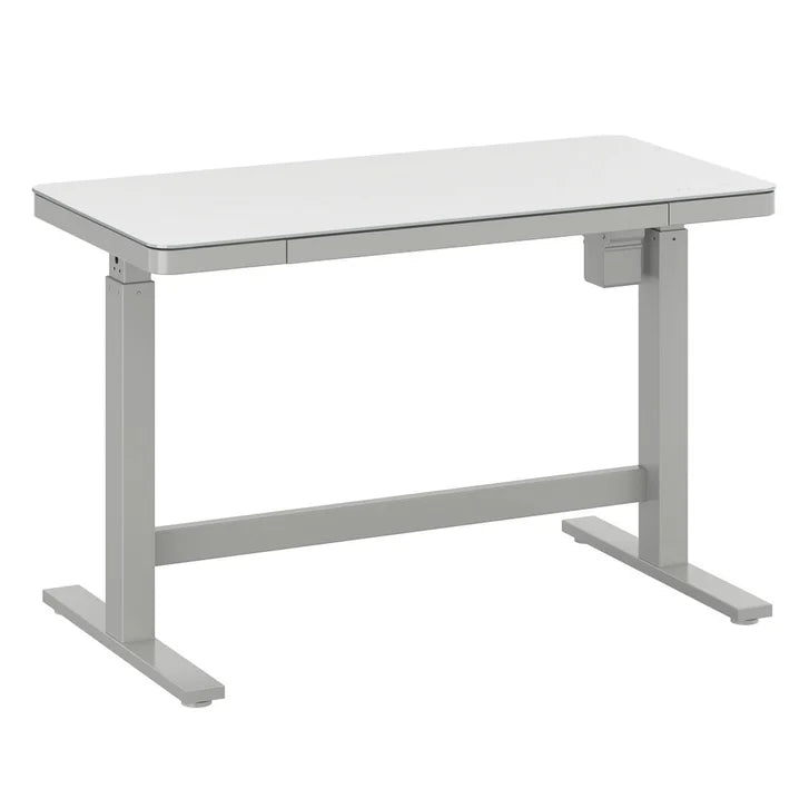 Tresanti Tessa 119.4 cm (47 in.) Adjustable Height Desk with LED Lighting, White J2