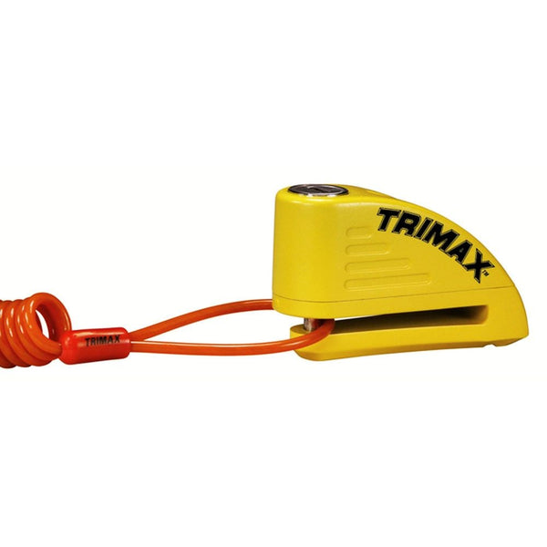 Trimax Alarmed Disc Lock with 8mm Pin, Yellow with Pouch & Cable Z9