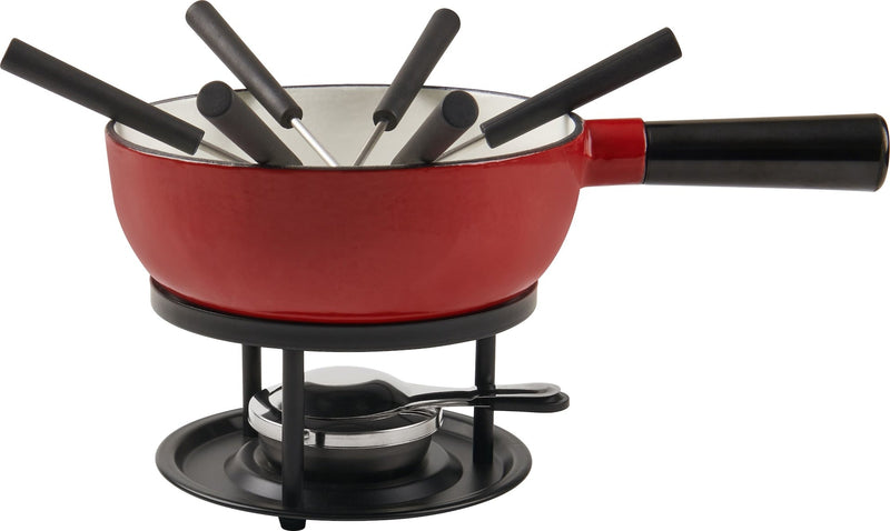 Trudeau Cast Iron Cheese Fondue Burner, Red D3