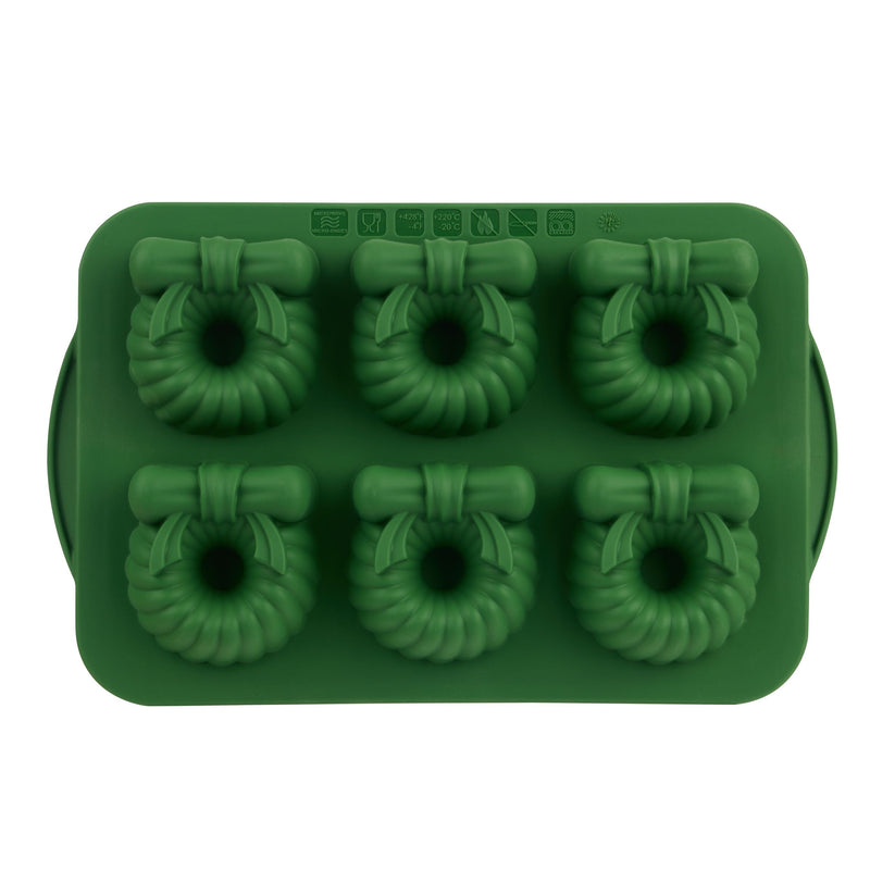 Trudeau Green Steel/Silicone Wreath Cake Pan, 6-pk Z4