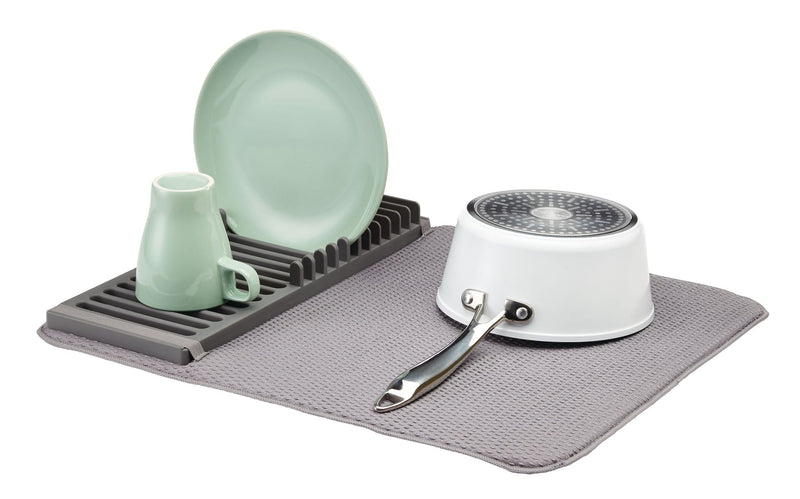 Type A Comfort Absorbent Folding Microfibre Dish Drying Mat & Draining Rack, Grey, 20 x 16-in I0