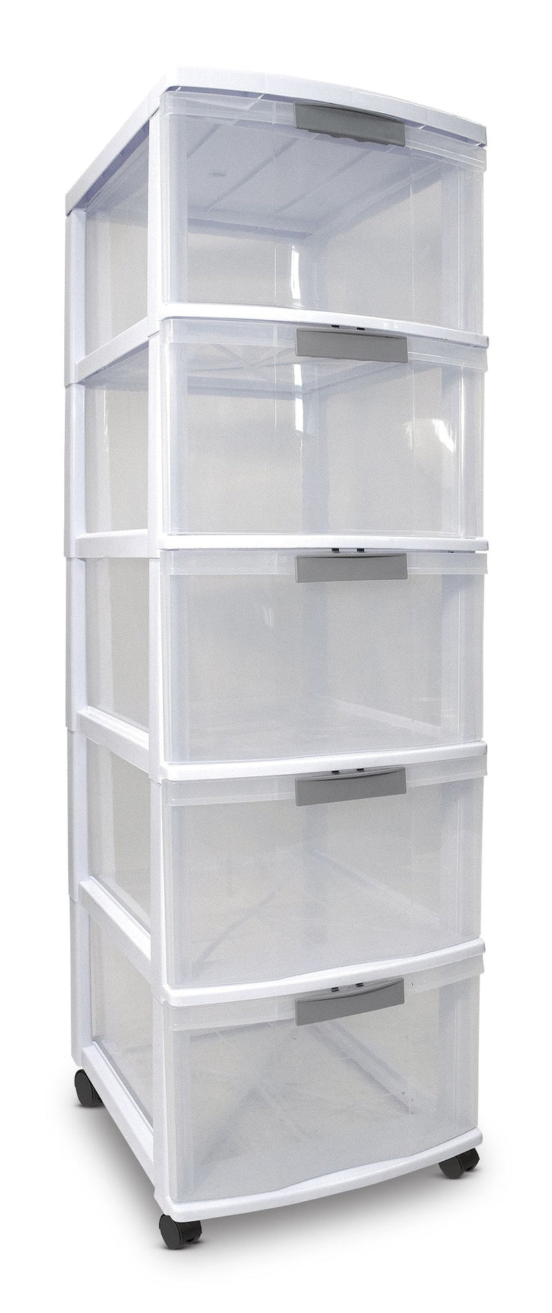 type A Element Lockable White Frame 5-Drawer Storage Tower/Cart with Wheels, 26-in J2