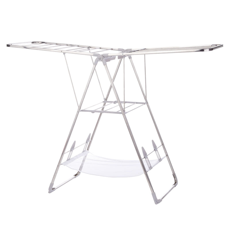 type A Heavy Duty Stainless Steel Gullwing Folding Drying Rack, 62.5 x 23.3 x 44-in S6