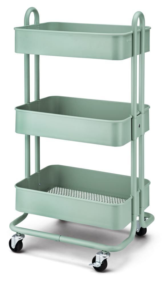 type A Momentum Steel 3-Tier Utility Cart with 4 Wheels, Eucalyptus G7
