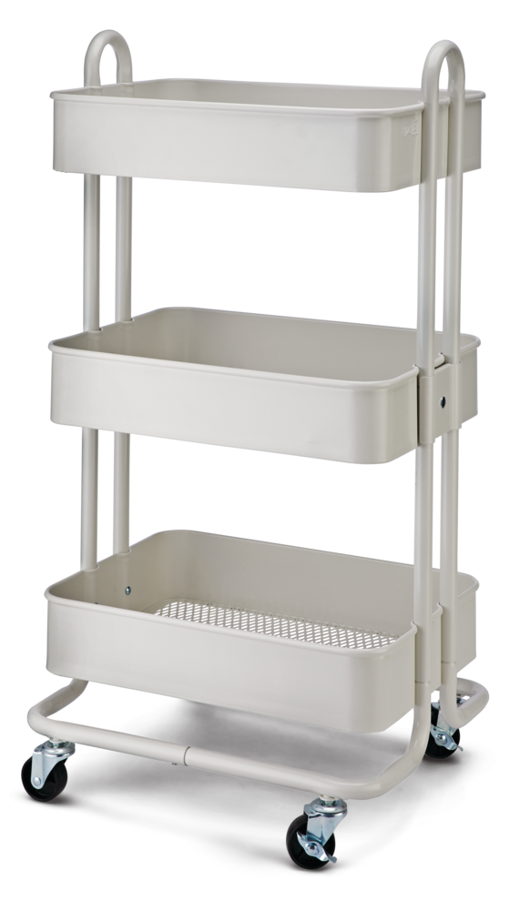 type A Momentum Steel 3-Tier Utility Cart with 4 Wheels, White T0