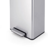 type A Wide Stainless Steel Rectangular Step Garbage Can with Slow Close Lid, 30-L