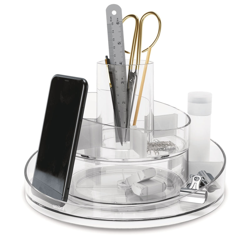 Umbra Cascada Acrylic Spinning Turntable Cosmetic Vanity Organizer, Clear R3