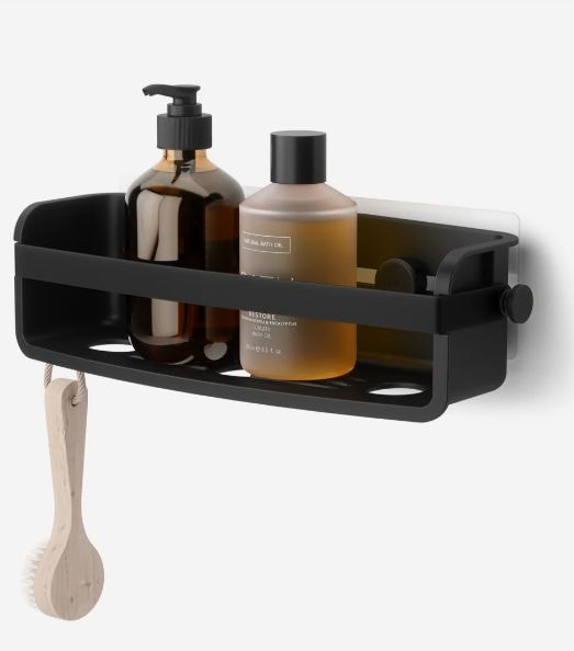 Umbra Flex Adhesive Shower Caddy Organizer Bin, Black H7