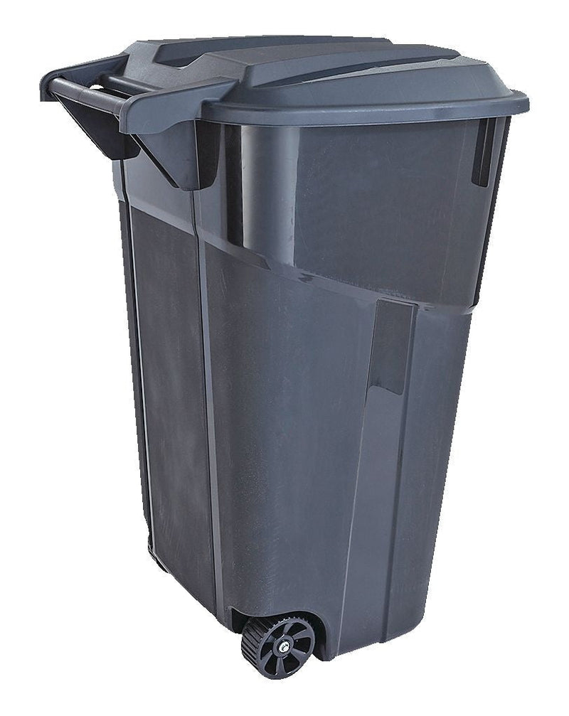 United Solutions Plastic Rectangular Wheeled Outdoor Garbage Can, Black, 121-L (32 US gal) X7