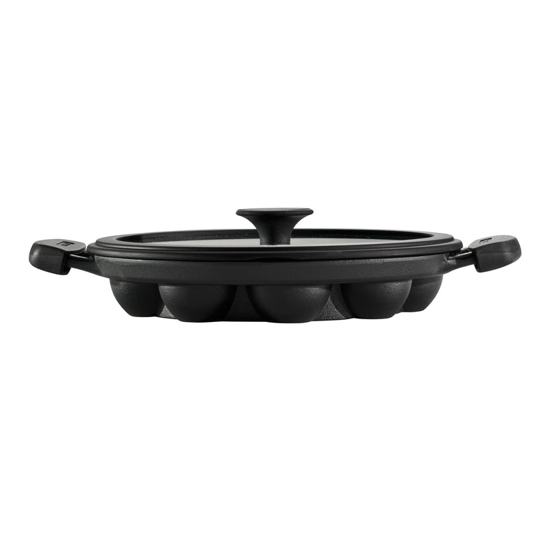Utsava Pre-Seasoned Cast Iron Paniyarrakal with Lid O8