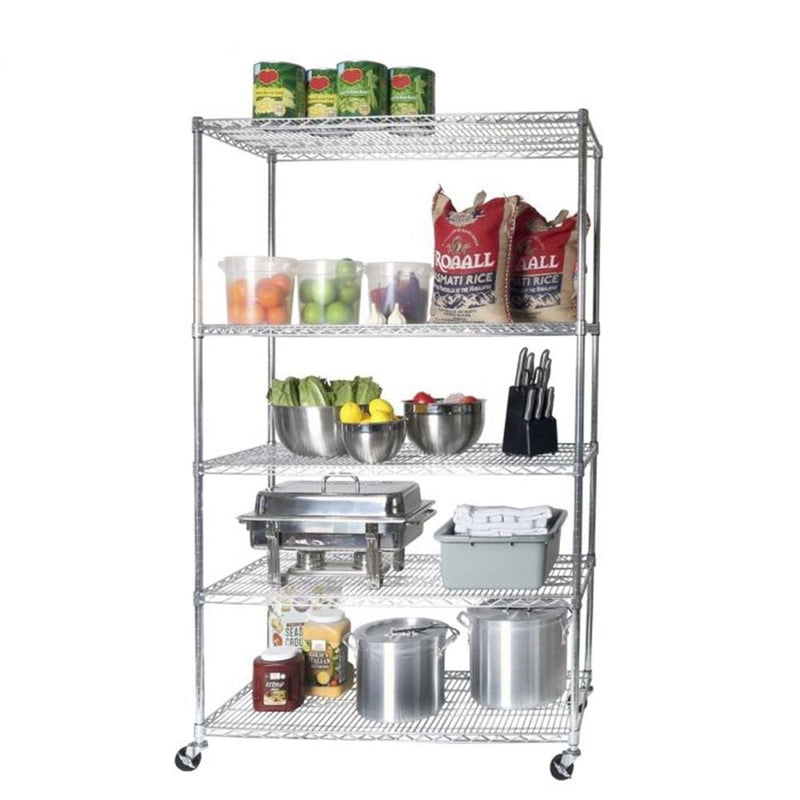 Vancouver Classics 5-Tier Heavy Duty Shelving, 48-in x 24-in x 72-in, Chrome Z8