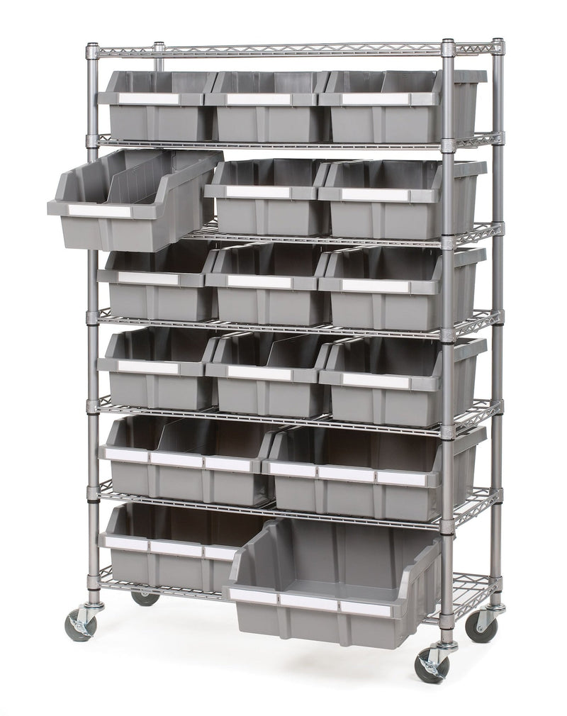 Vancouver Classics 7-Tier NSF 16-Bin Rack Shelving, 36-in x 14-in x 56-in B1