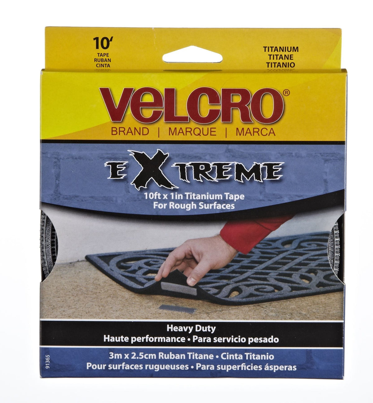Velcro Heavy Duty UV-Resistant Extreme Titanium Strip Tape with Permanent Adhesive, 10-ft x 1in, 1-pk