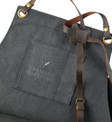 Vermont Castings Adjustable Canvas & Leather BBQ Grilling Apron with Pockets, Grey